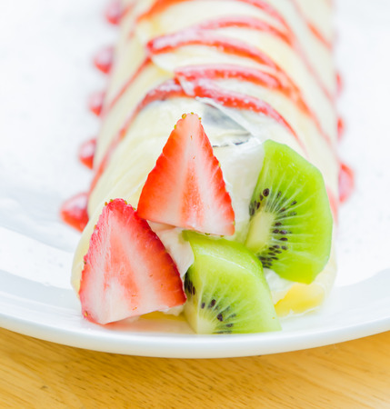 Fruit crepe cakeの写真素材
