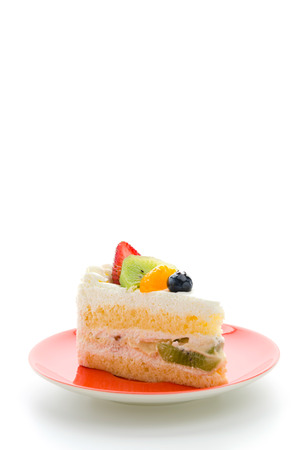 Fruit cake isolated on white backgroundの写真素材