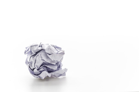 Crumble paper isolated on white backgroundの写真素材