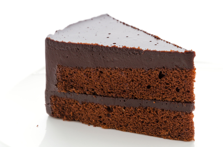 Cake chocolate isolated on white backgroundの写真素材