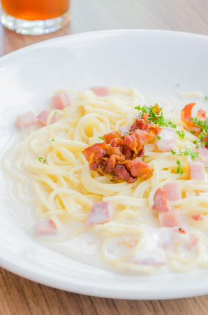 spagetti carbonaraの写真素材