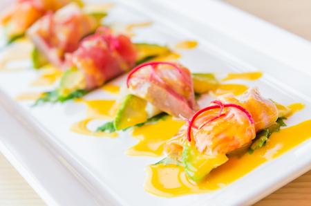 Sashimi avocado japanese foodの写真素材