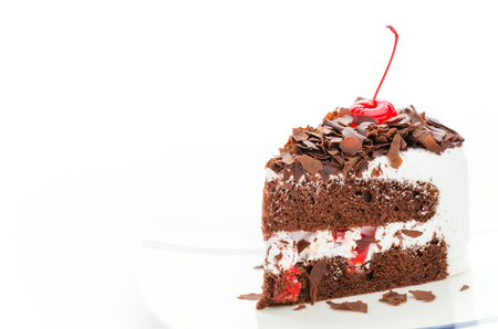 Cake chocolate isolated on white backgroundの写真素材