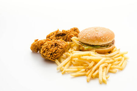Junk food isolated on whiteの写真素材