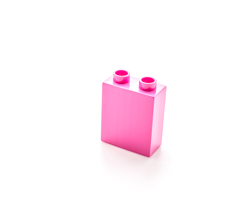 Plastic blocks toy isolated on whiteの写真素材