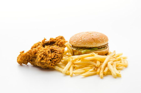 Junk food isolated on whiteの写真素材