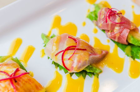 Sashimi avocado japanese foodの写真素材