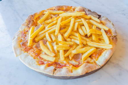 French fries Pizzaの写真素材