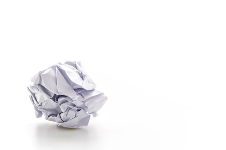 Crumble paper isolated on white backgroundの写真素材