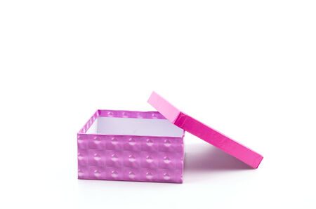 pink gift box isolated white backgroundの写真素材