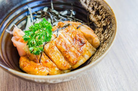 Teriyaki chicken on riceの写真素材