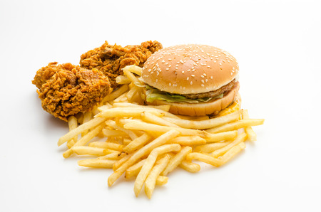 Junk food isolated on whiteの写真素材