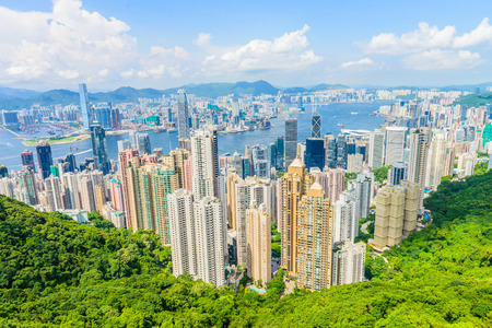 HONG KONG -August 8: Scene of the Victoria Harbour on August 8, 2014 in Hong Kong. Victoria Harbour is the famous attraction place for tourist to visit.のeditorial素材