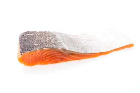Salmon meat isolated on whiteの写真素材