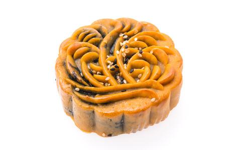 Moon cake isolated on white