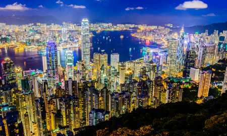 HONG KONG -August 8: Scene of the Victoria Harbour on August 8, 2014 in Hong Kong. Victoria Harbour is the famous attraction place for tourist to visit.のeditorial素材