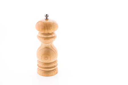 Black pepper wood bottle isolated on white backgroundの写真素材
