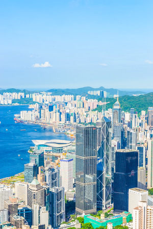 HONG KONG -August 8: Scene of the Victoria Harbour on August 8, 2014 in Hong Kong. Victoria Harbour is the famous attraction place for tourist to visit.のeditorial素材