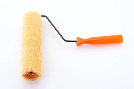 Paint roller brush isolated on white backgroundの写真素材