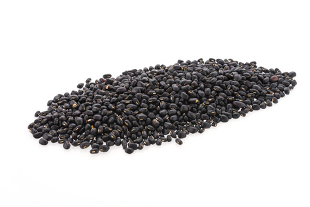 Black beans isolated on white backgroundの写真素材