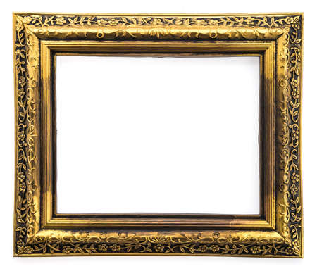 Wooden frame isolated on white backgroundの写真素材
