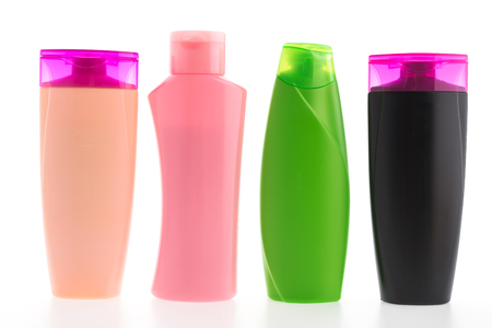 Shampoo bottle isolated on white backgroundの写真素材