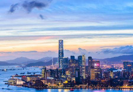 HONG KONG -August 9: Scene of the Victoria Harbour on August 9, 2014 in Hong Kong. Victoria Harbour is the famous attraction place for tourist to visit.のeditorial素材