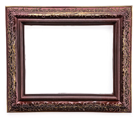Wooden frame isolated on white backgroundの写真素材