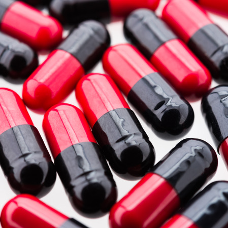 Tablet pill isolated on white backgroundの写真素材