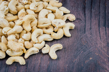 Cashew on wooden backgroundの写真素材