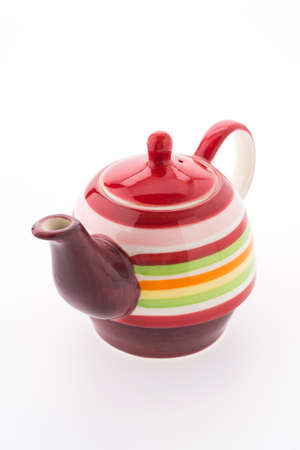 Colorful tea pot isolated on white backgroundの写真素材