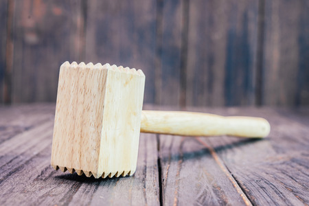 Hammer on wooden background - vintage effect style picutresの写真素材