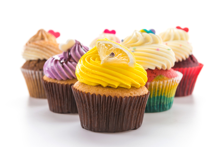 Cupcakes isolated on whiteの写真素材