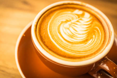 Latte art coffee process vintage style pictureの写真素材