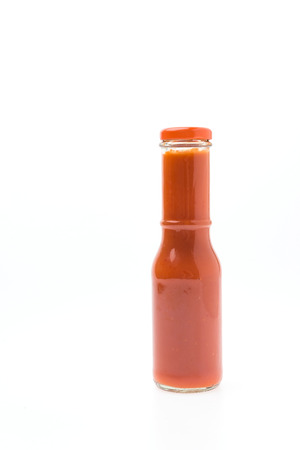 Sauce bottle isolated on whiteの写真素材