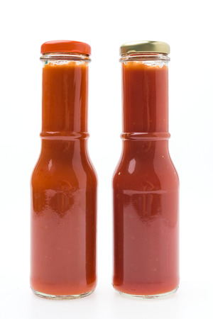 Sauce bottle isolated on whiteの写真素材