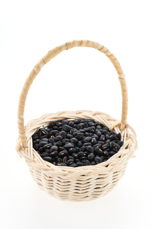 Black beans isolated on white backgroundの写真素材