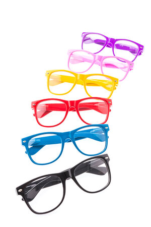 Colorful Eyeglasses isolated on whiteの写真素材