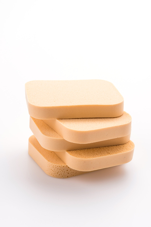 Face sponge powder isolated on whiteの写真素材