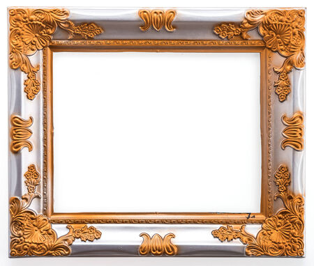 Wooden frame isolated on white backgroundの写真素材