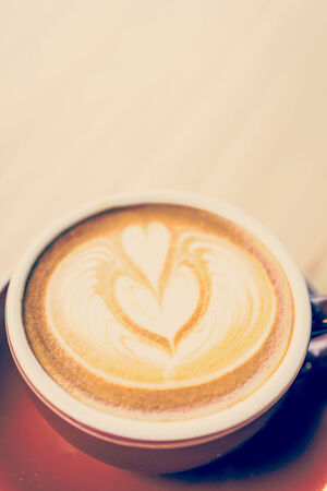 Latte Art coffee process vintage style pictureの写真素材