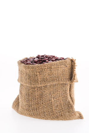 Red beans bag isolated on white backgroundの写真素材