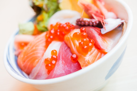 sashimi raw fish seafood rice bowl - japanese foodの写真素材