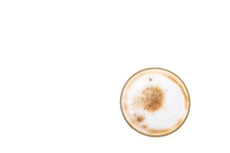 Latte coffee cup isolated on white backgroundの写真素材