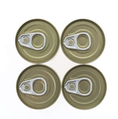 Top of view aluminum cans isolated on white background