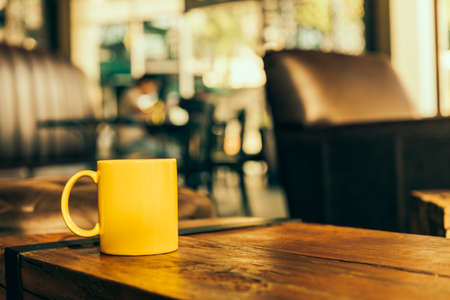 Latte Coffee cup in coffee shop - Vintage Retro effect style picturesの写真素材