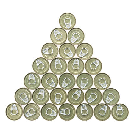 Top of view aluminum cans isolated on white background