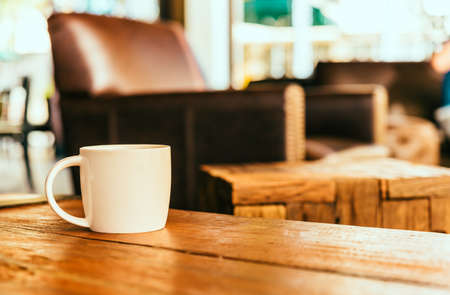 Latte Coffee cup in coffee shop - Vintage Retro effect style picturesの写真素材