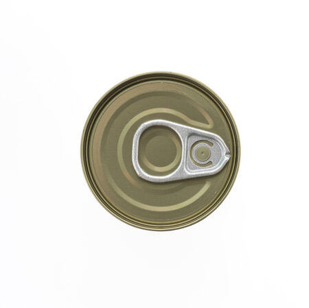 top of view aluminum cans isolated on white