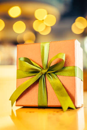 christmas gift box on wooden - vintage effect style picturesの写真素材